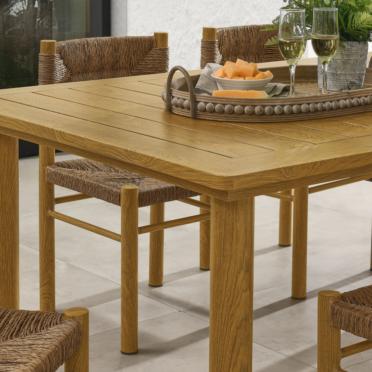 Holiday 7-Piece Rectangular Alfresco Dining Set, Natural Wood