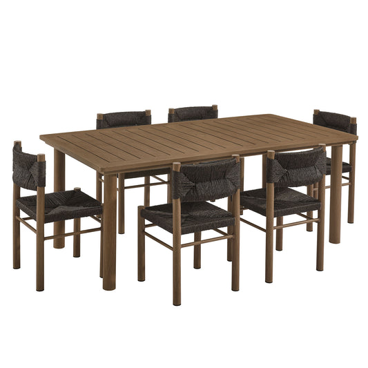 Holiday 7-Piece Rectangular Alfresco Dining Set, Walnut
