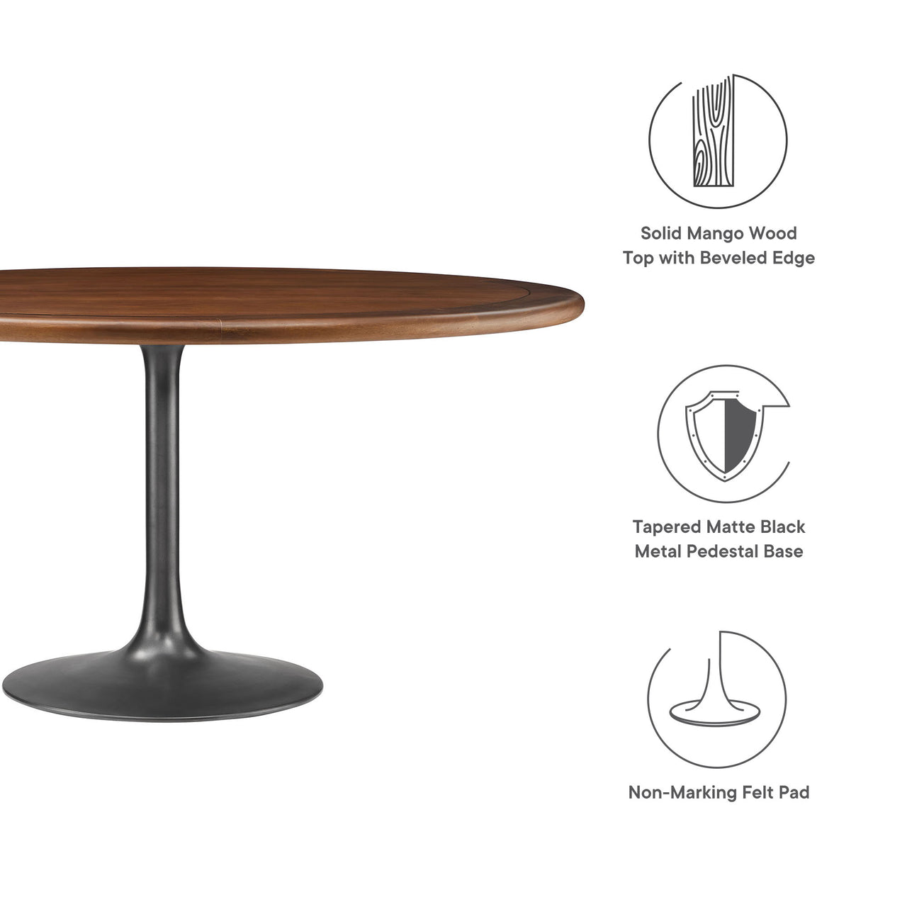 Ensemble Round Dining Table, XXL, Black & Walnut