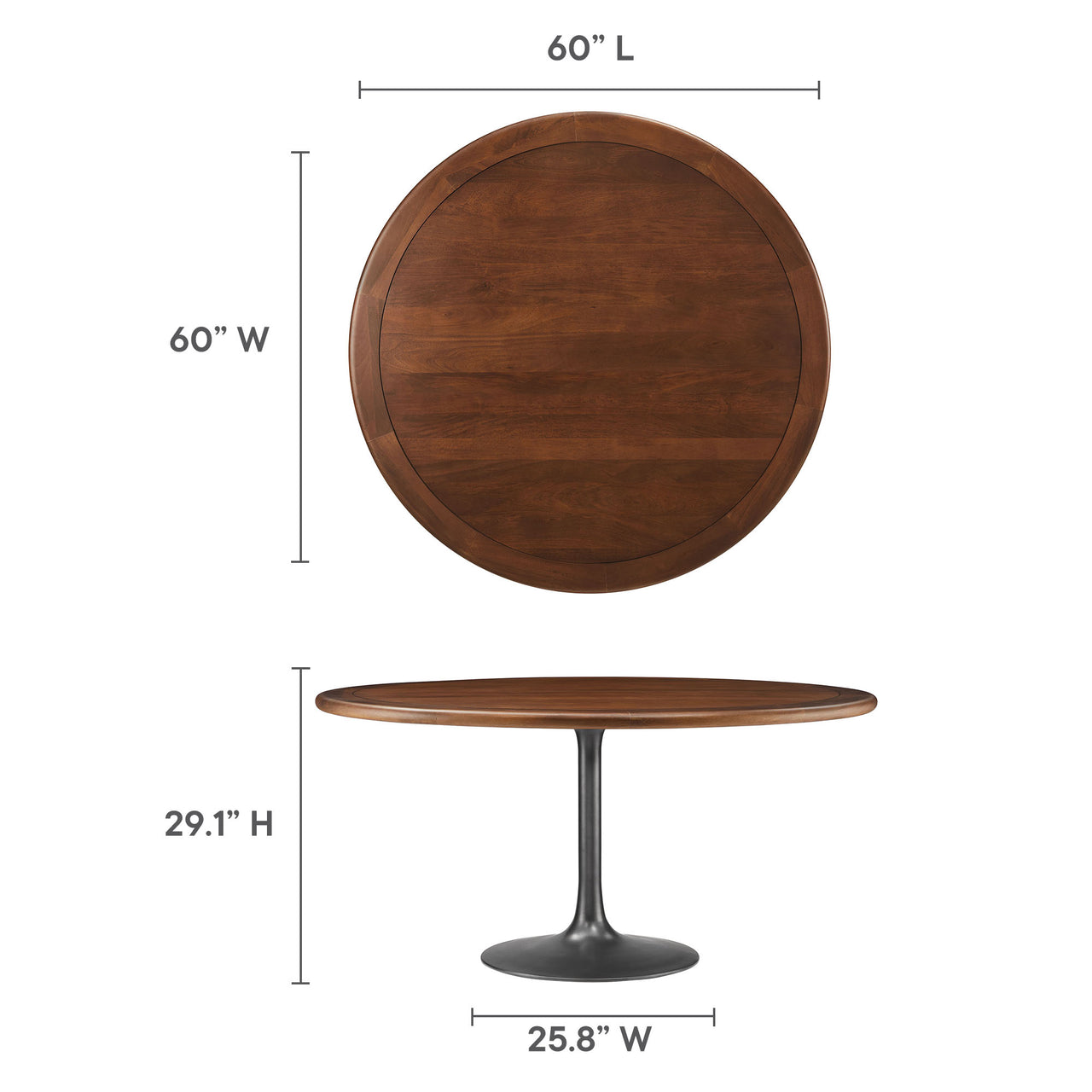 Ensemble Round Dining Table, XXL, Black & Walnut