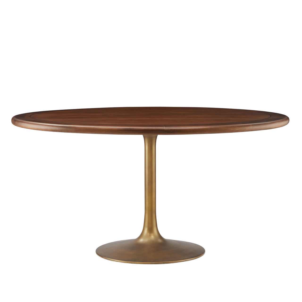 Ensemble Round Dining Table, XXL, Brass & Walnut
