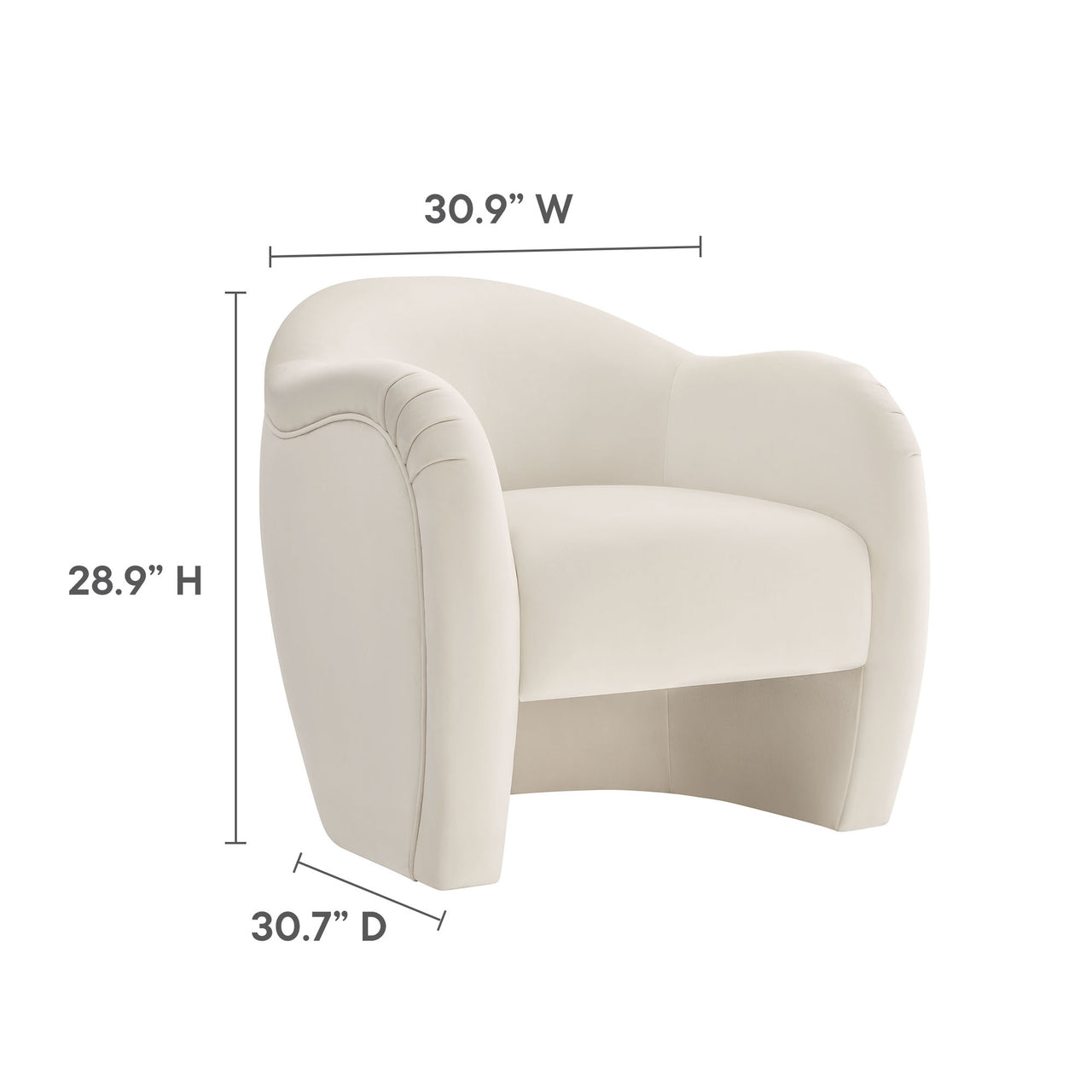Roux Velvet Accent Chair, Chalk
