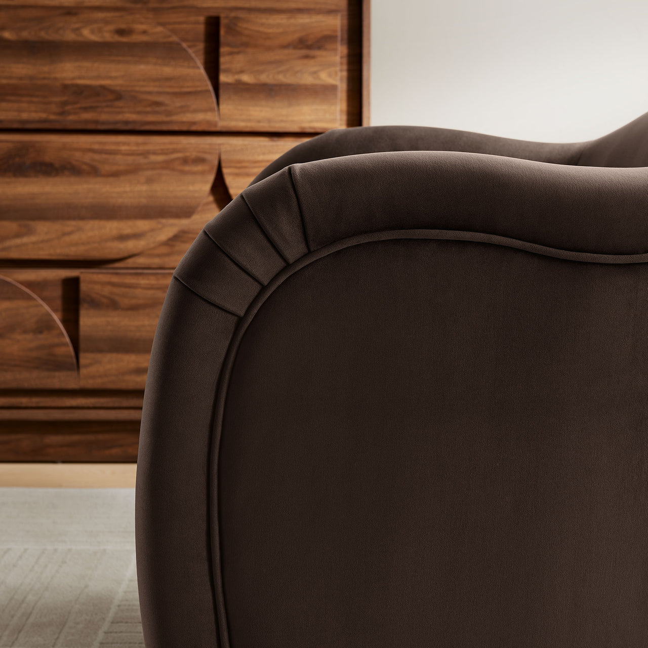 Roux Velvet Accent Chair, Chocolate Brown