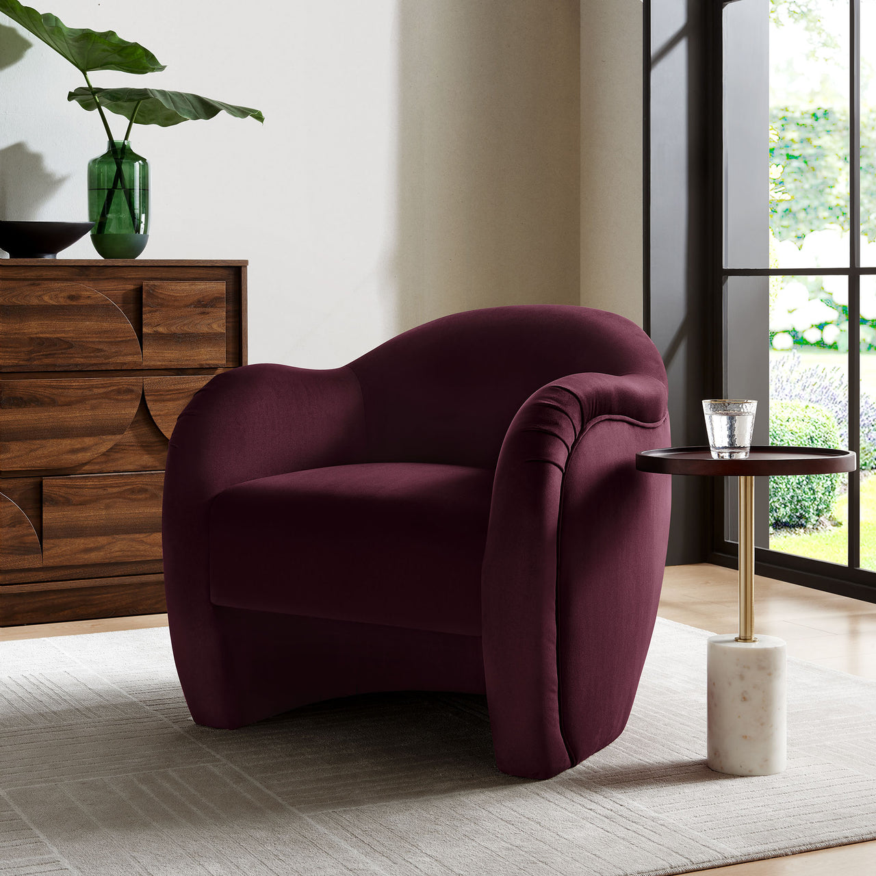 Roux Velvet Accent Chair, Wine