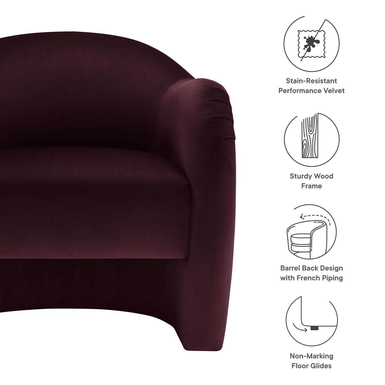 Roux Velvet Accent Chair, Wine