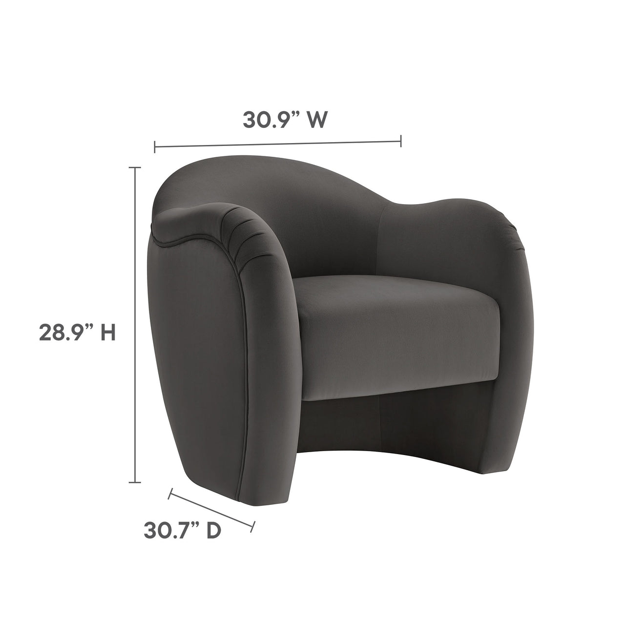 Roux Velvet Accent Chair, Charcoal