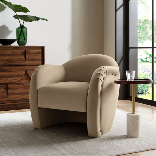 Roux Velvet Accent Chair, Taupe