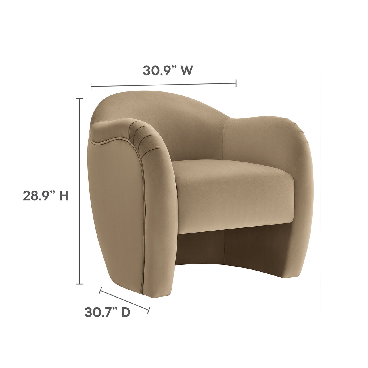 Roux Velvet Accent Chair, Taupe