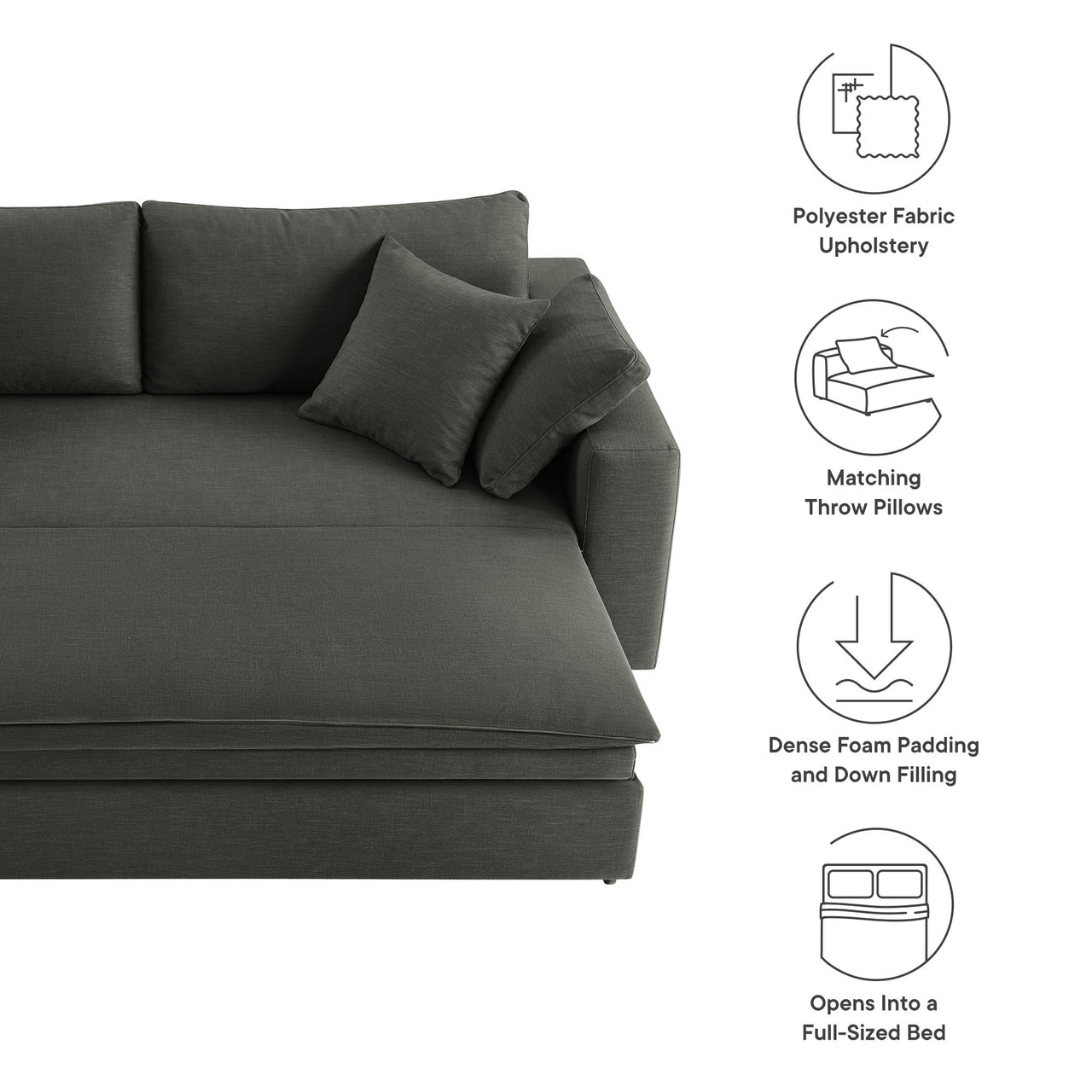 Angelic Cloudblend Sleeper Sofa, Gray