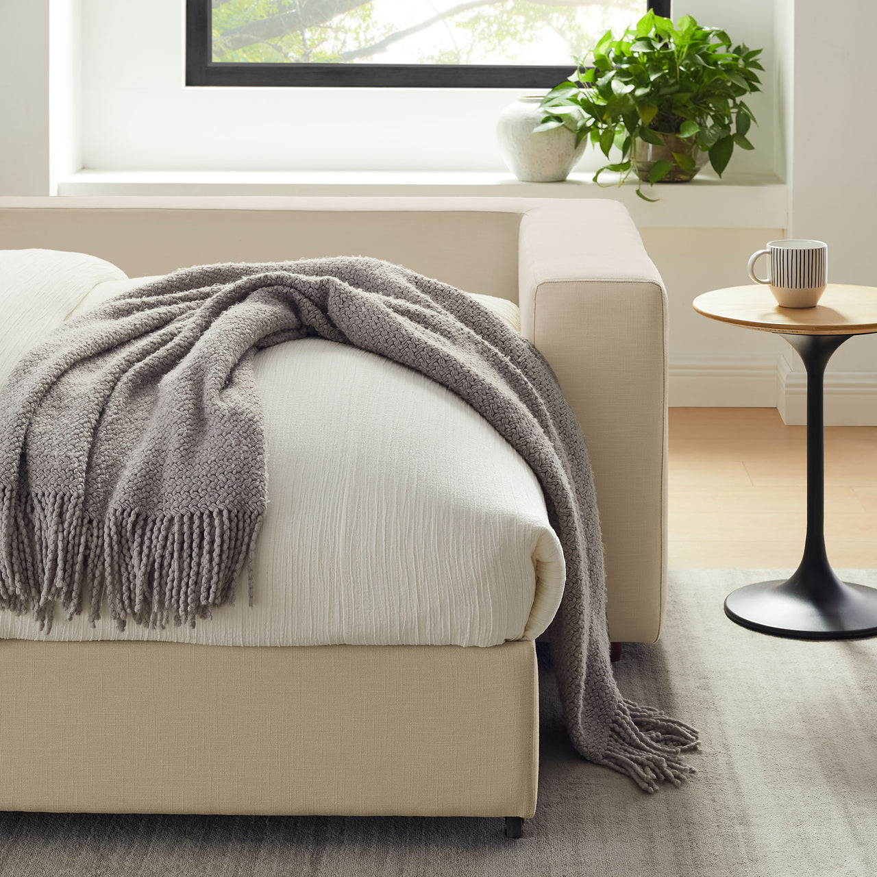 Angelic Cloudblend Sleeper Sofa, Light Beige