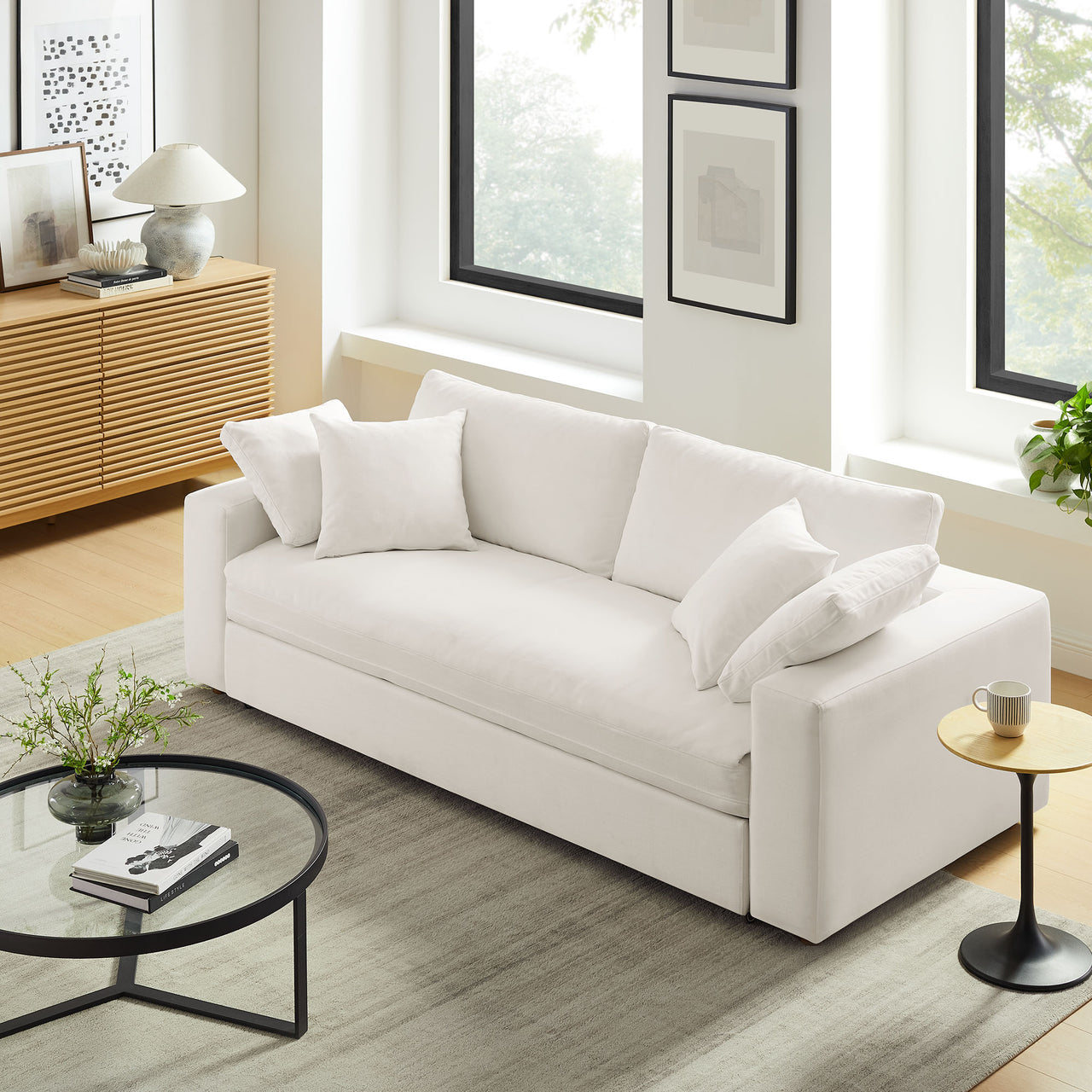 Angelic Cloudblend Sleeper Sofa, Pure White