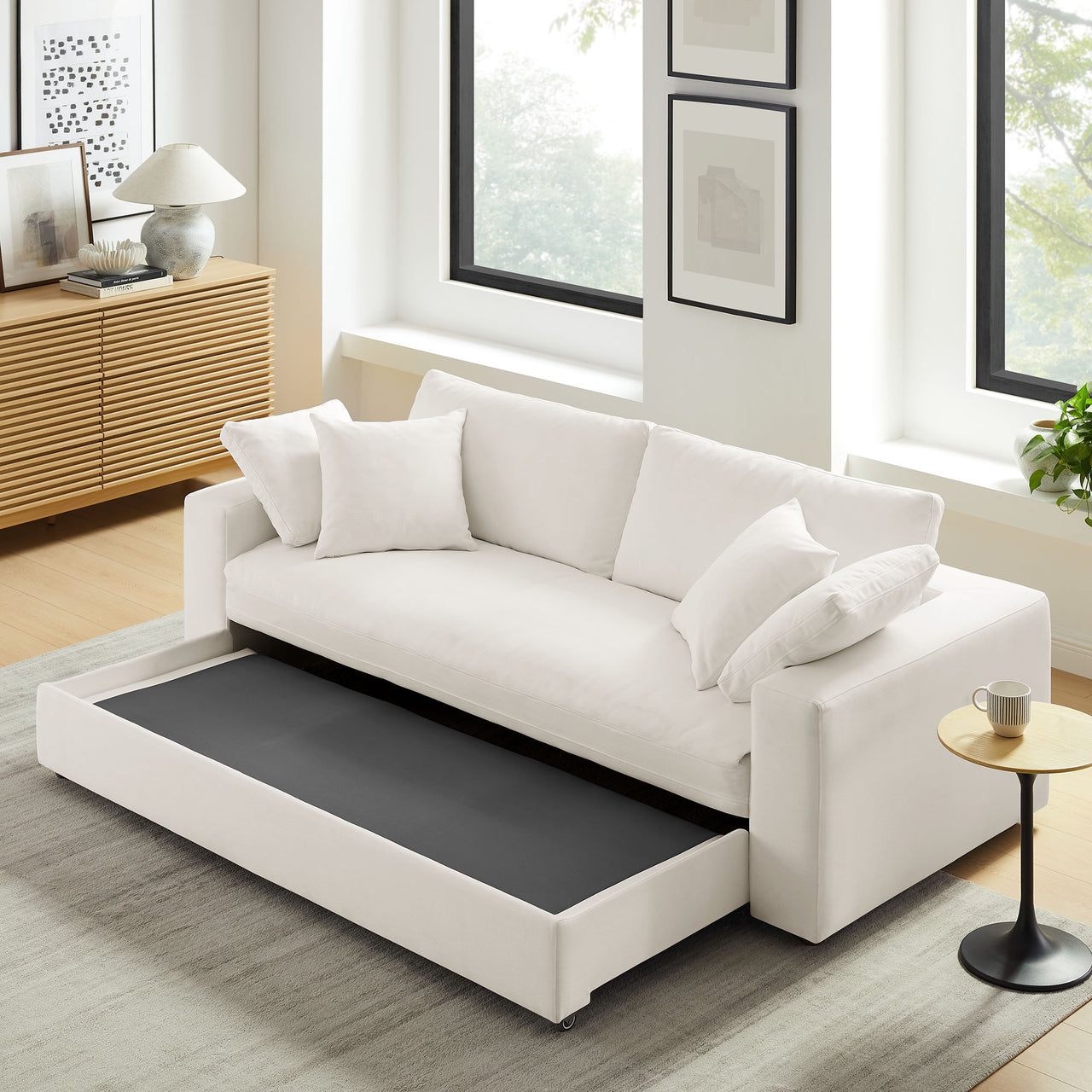 Angelic Cloudblend Sleeper Sofa, Pure White