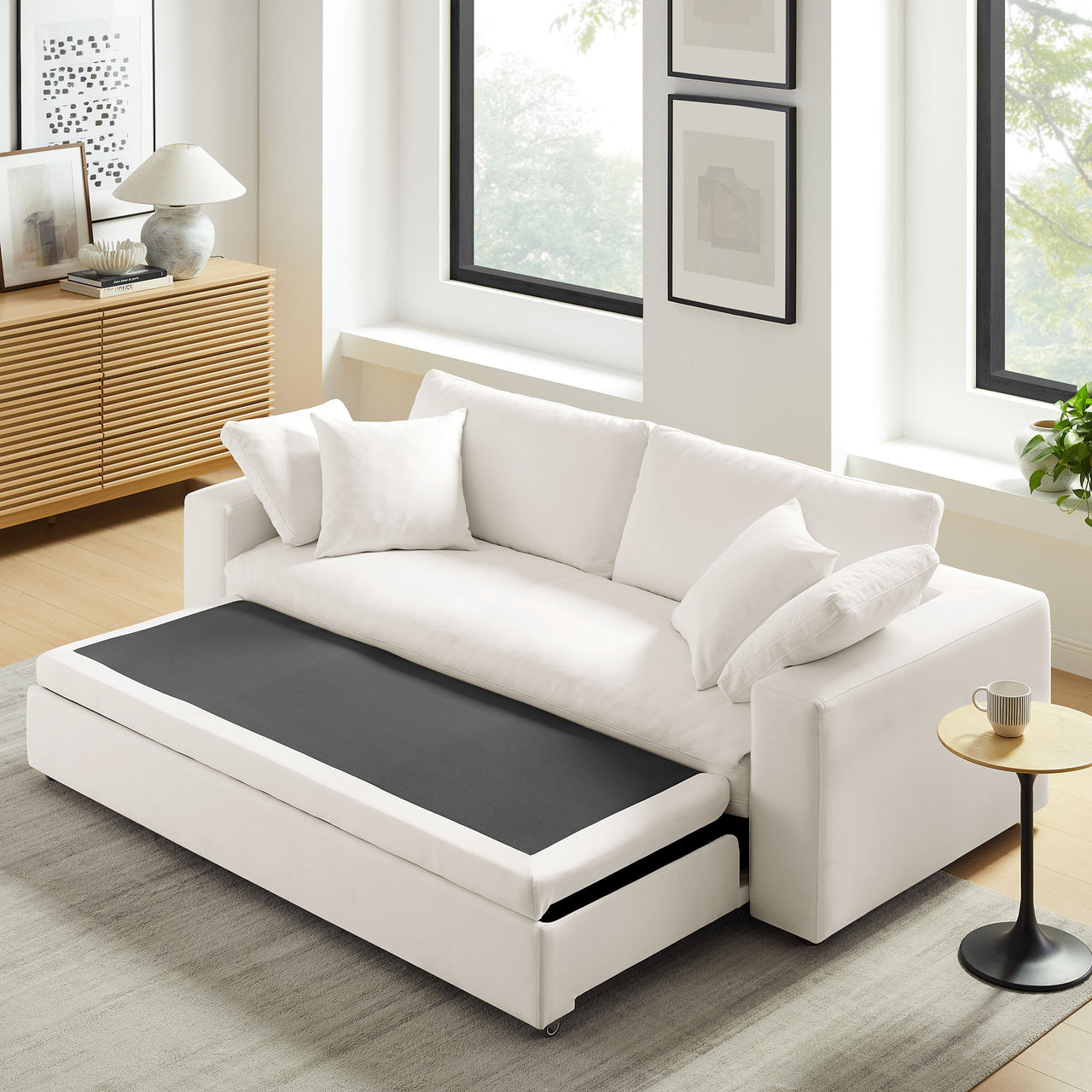Angelic Cloudblend Sleeper Sofa, Pure White