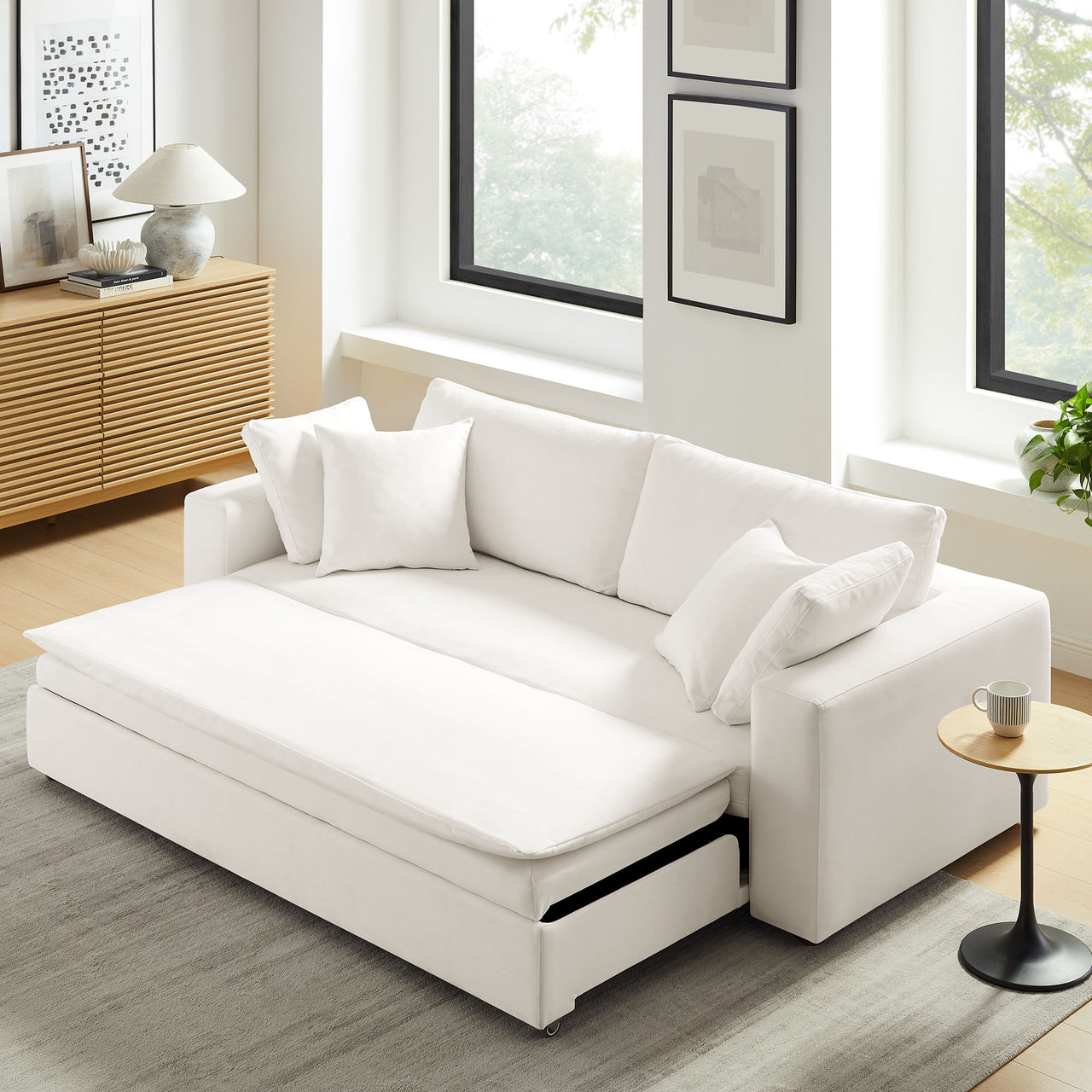 Angelic Cloudblend Sleeper Sofa, Pure White