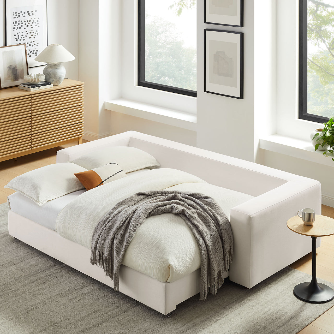Angelic Cloudblend Sleeper Sofa, Pure White