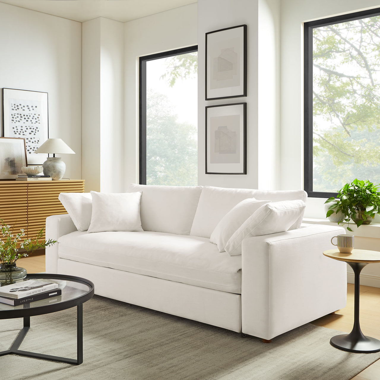 Angelic Cloudblend Sleeper Sofa, Pure White