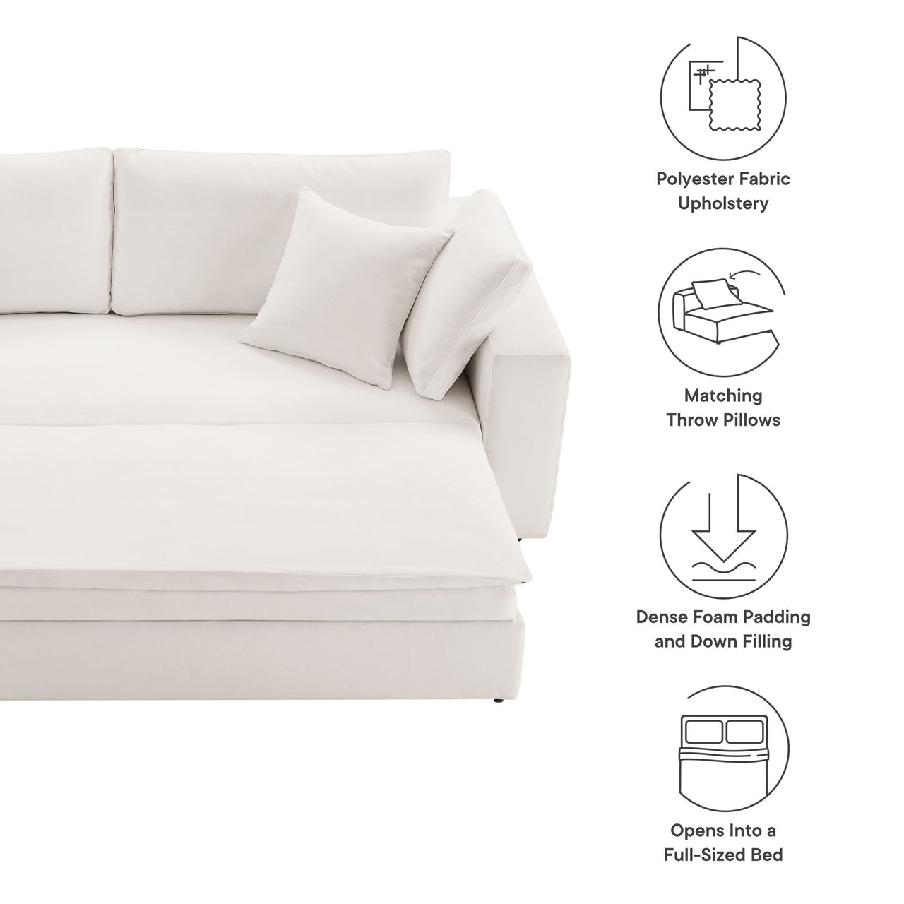 Angelic Cloudblend Sleeper Sofa, Pure White