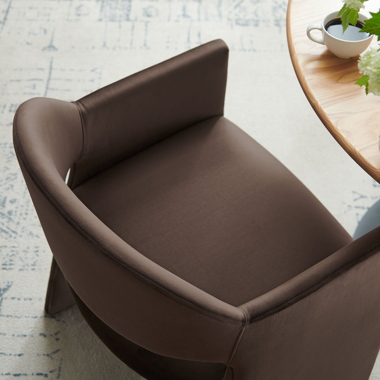 Heirachy Velvet Dining Armchair, Chocolate Brown