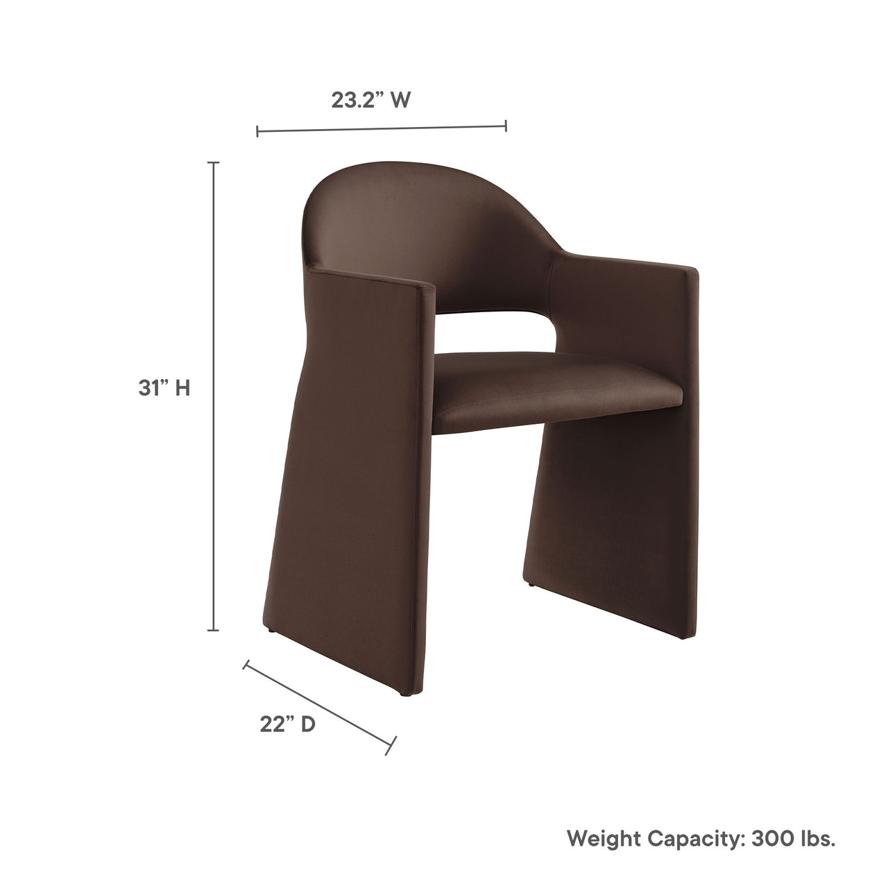 Heirachy Velvet Dining Armchair, Chocolate Brown