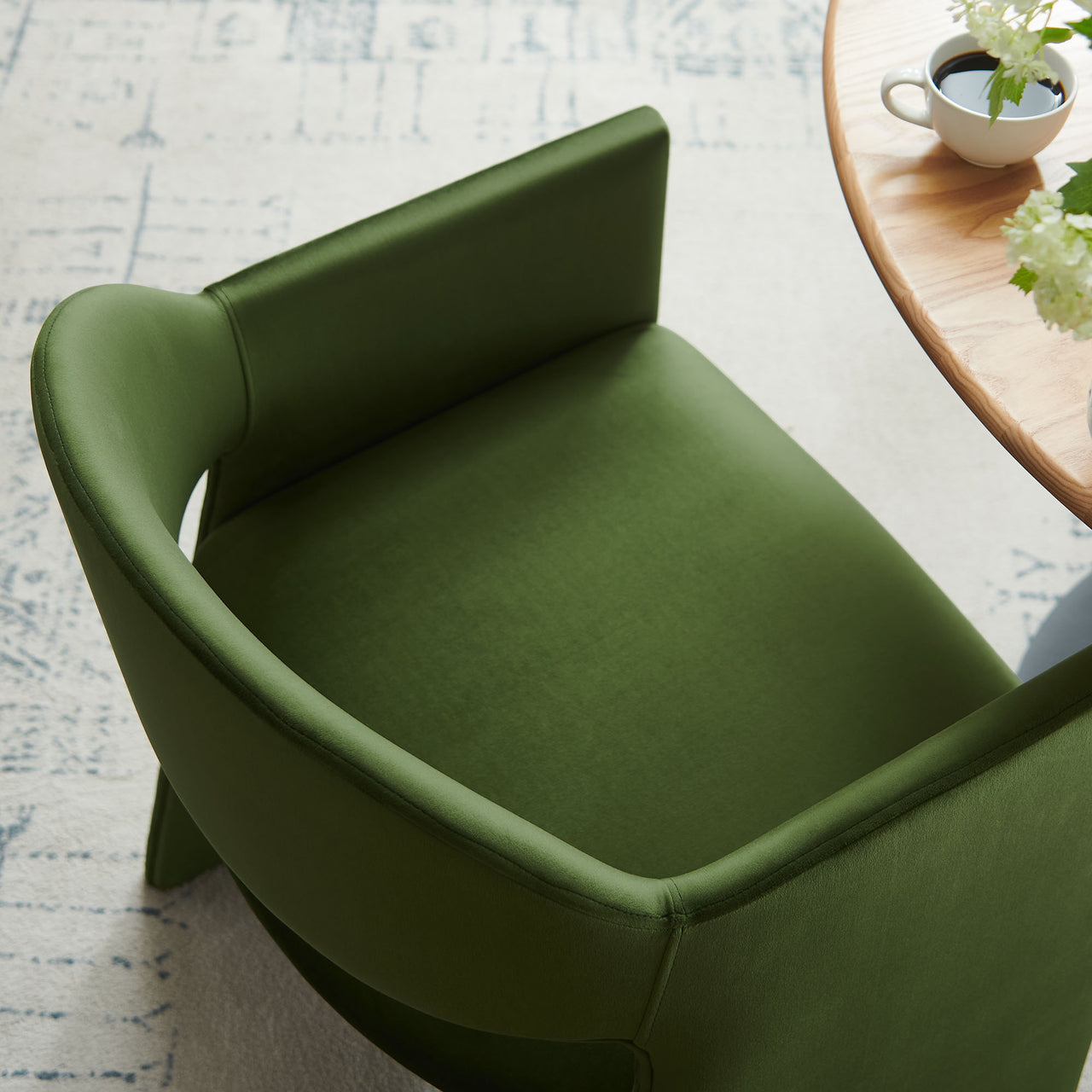 Heirachy Velvet Dining Armchair, Basil