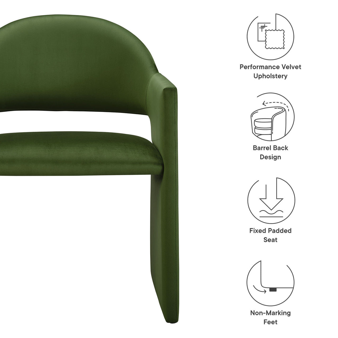 Heirachy Velvet Dining Armchair, Basil
