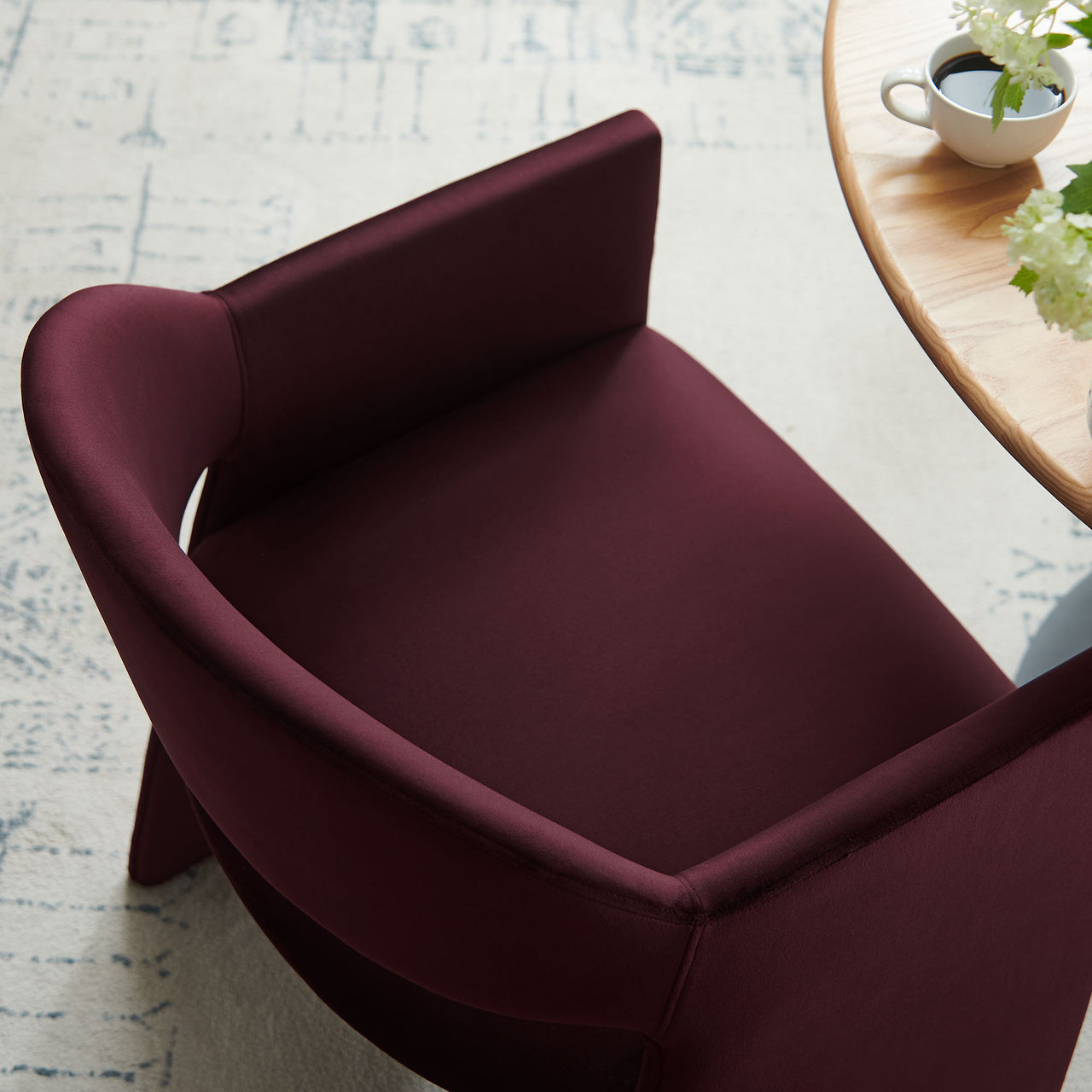 Heirachy Velvet Dining Armchair, Wine