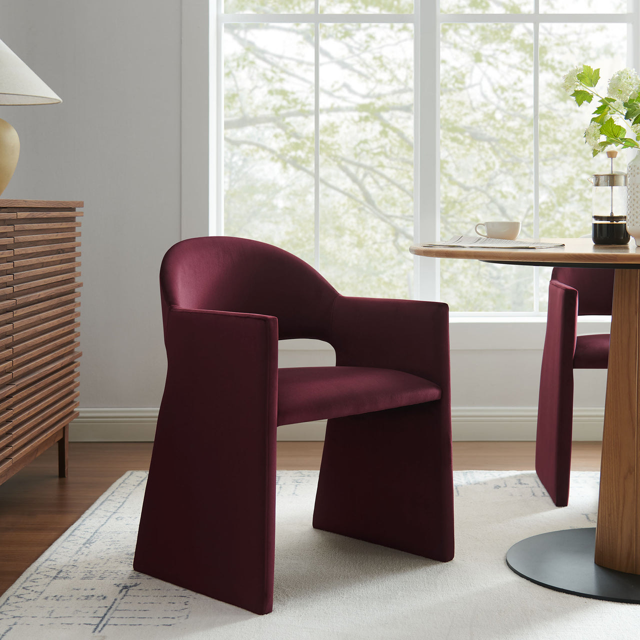 Heirachy Velvet Dining Armchair, Wine