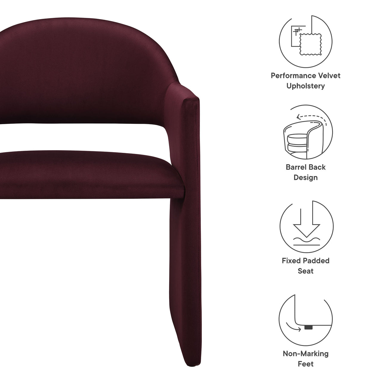 Heirachy Velvet Dining Armchair, Wine