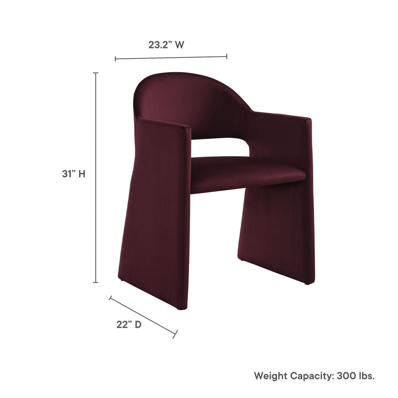 Heirachy Velvet Dining Armchair, Wine