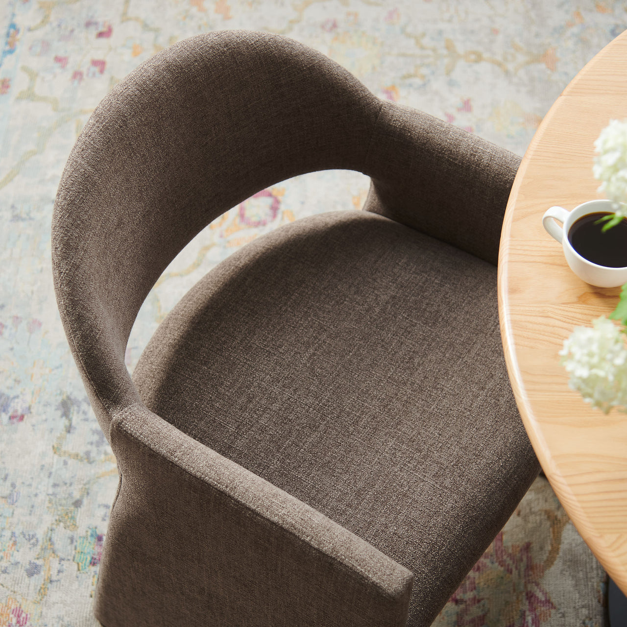 Heirachy Fabric Dining Armchair, Mocha