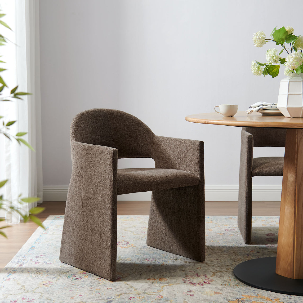 Heirachy Fabric Dining Armchair, Mocha