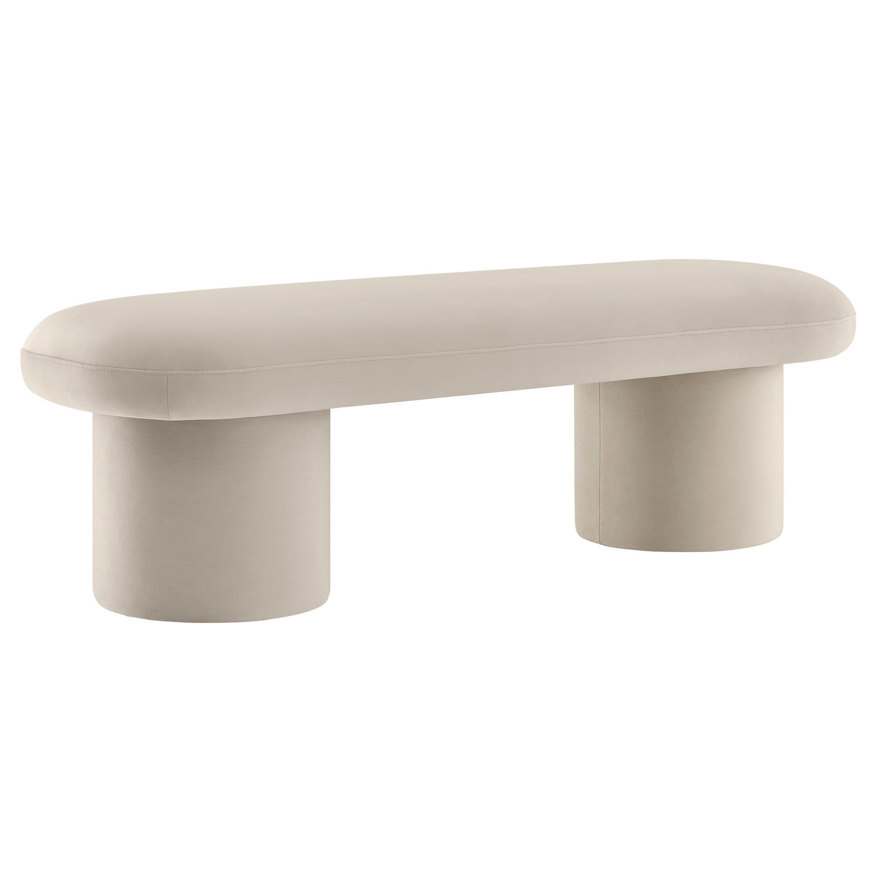 Fission Upholstered Velvet Bench, Almond