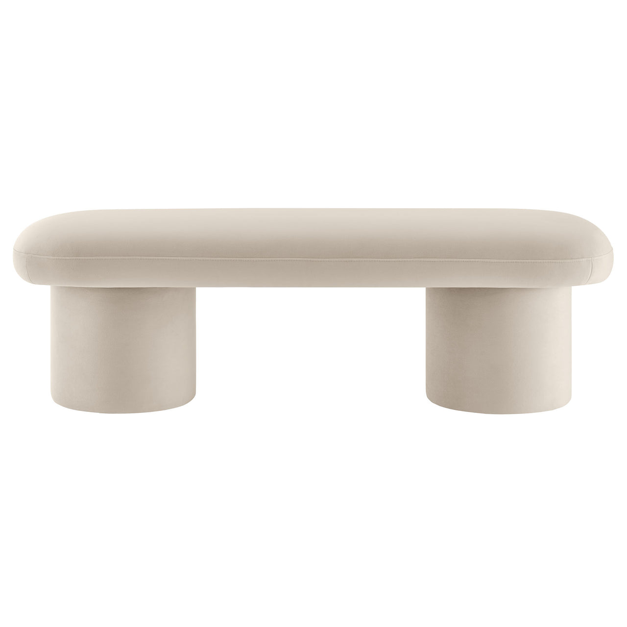 Fission Upholstered Velvet Bench, Almond