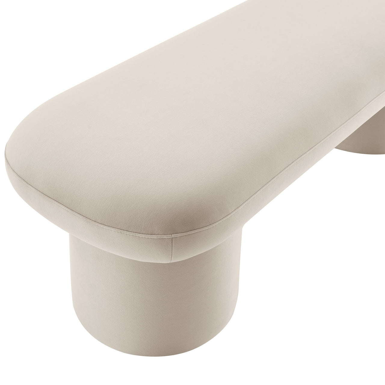 Fission Upholstered Velvet Bench, Almond