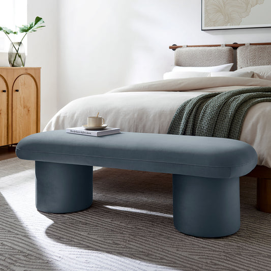 Fission Upholstered Velvet Bench, Slate