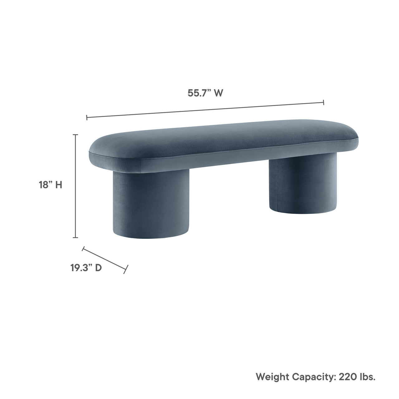 Fission Upholstered Velvet Bench, Slate