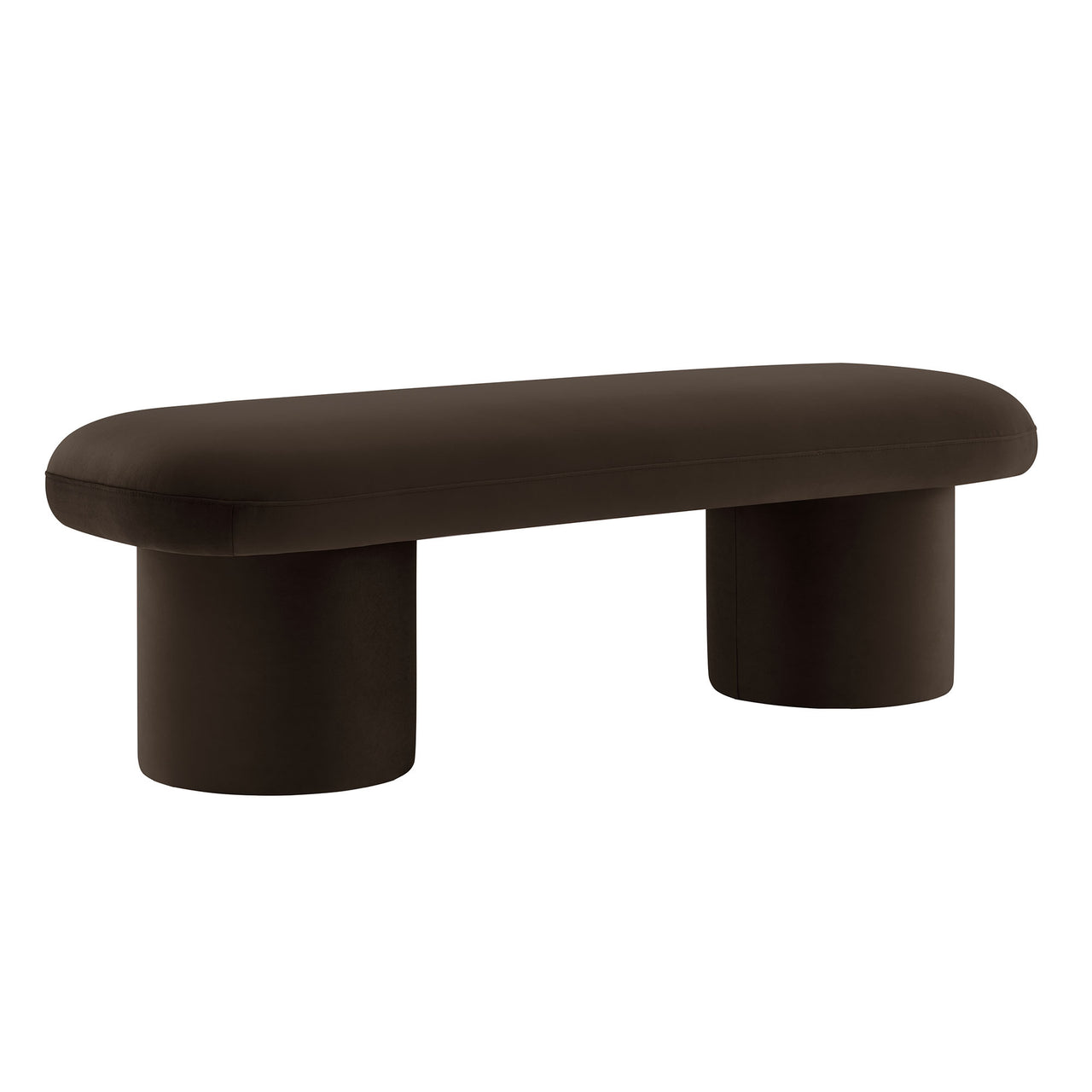 Fission Upholstered Velvet Bench, Chocolate Brown