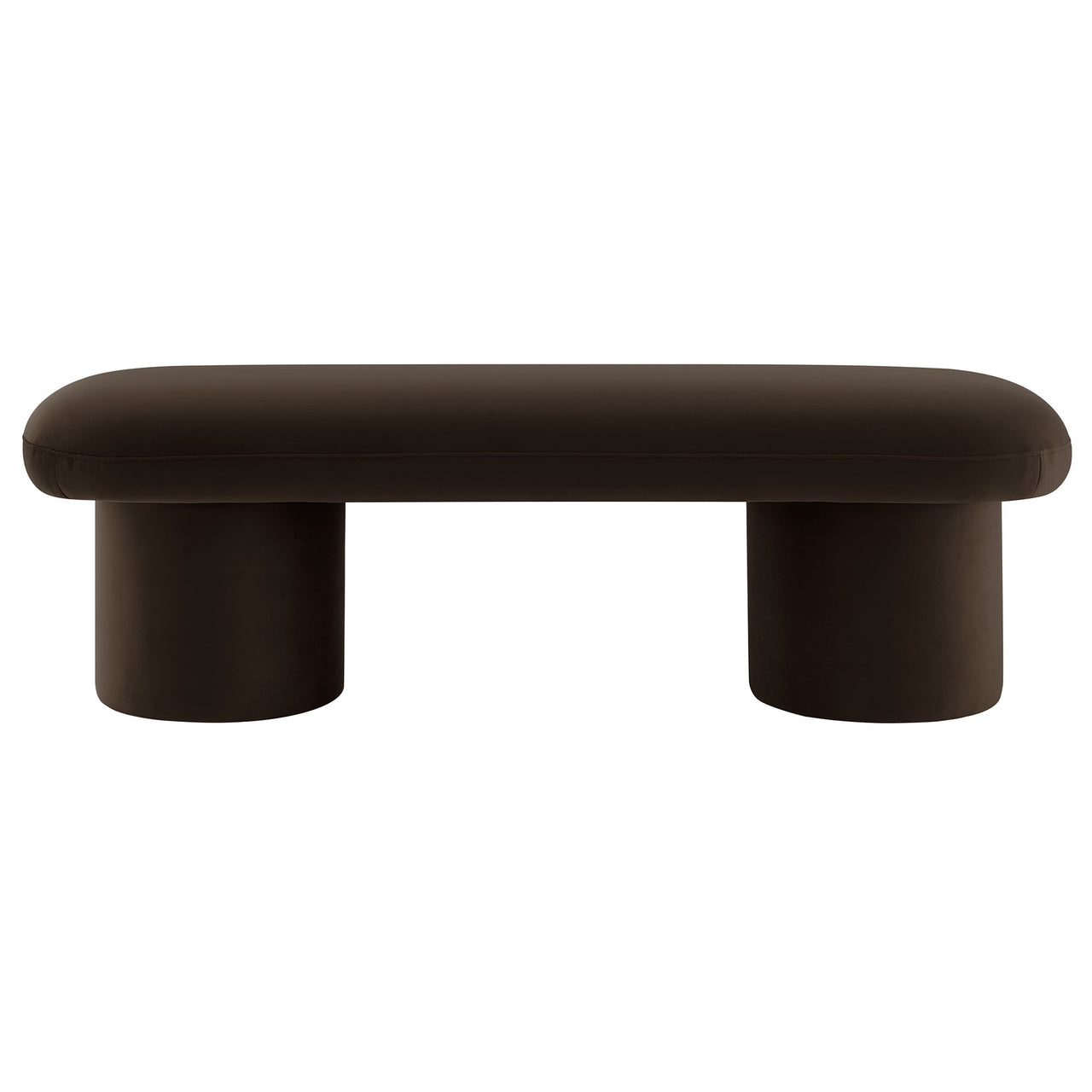 Fission Upholstered Velvet Bench, Chocolate Brown