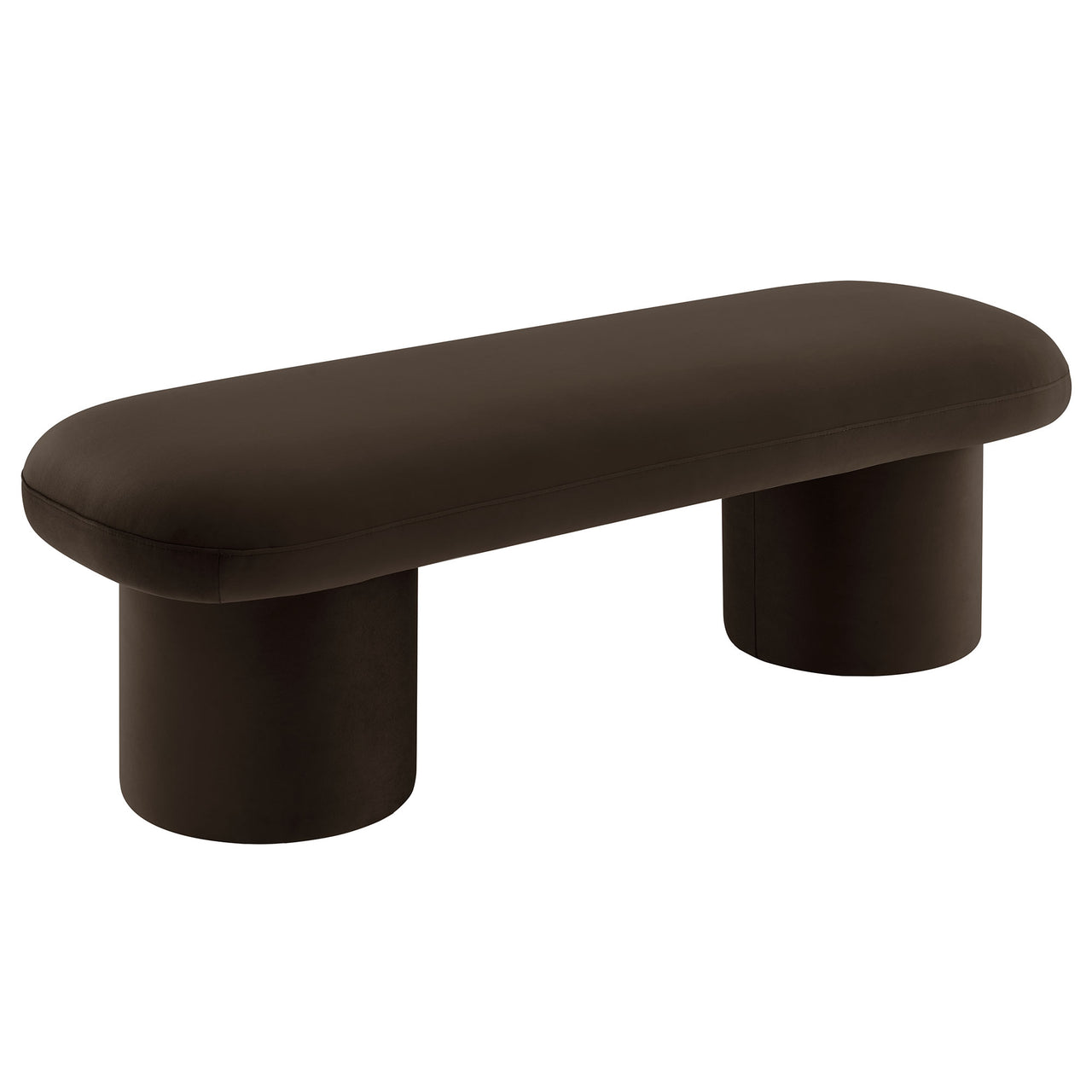 Fission Upholstered Velvet Bench, Chocolate Brown