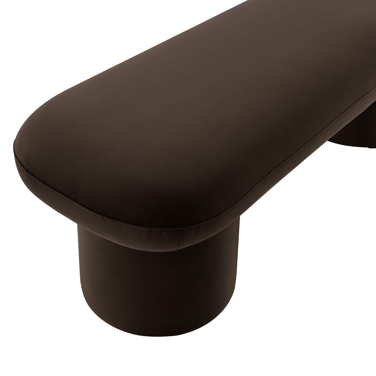 Fission Upholstered Velvet Bench, Chocolate Brown