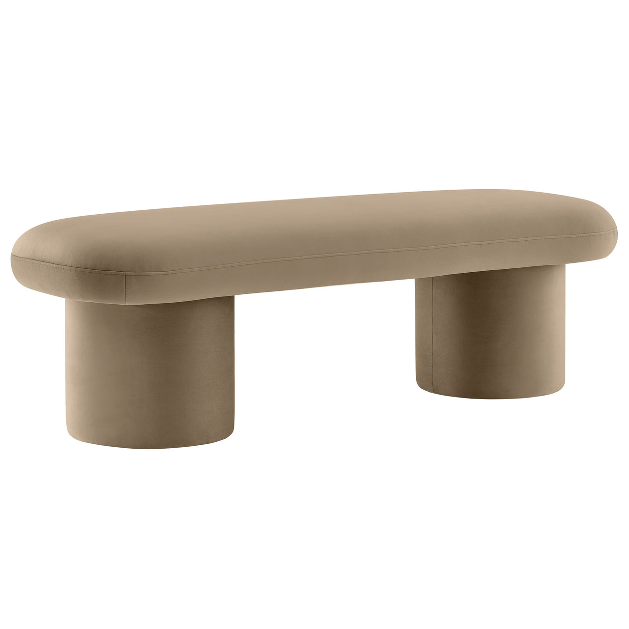 Fission Upholstered Velvet Bench, Taupe