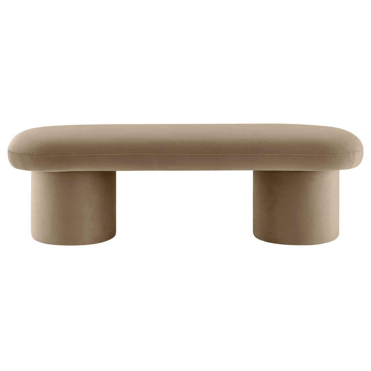 Fission Upholstered Velvet Bench, Taupe