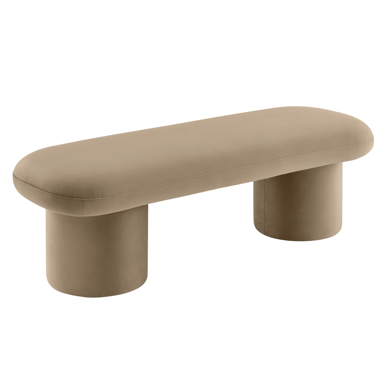 Fission Upholstered Velvet Bench, Taupe