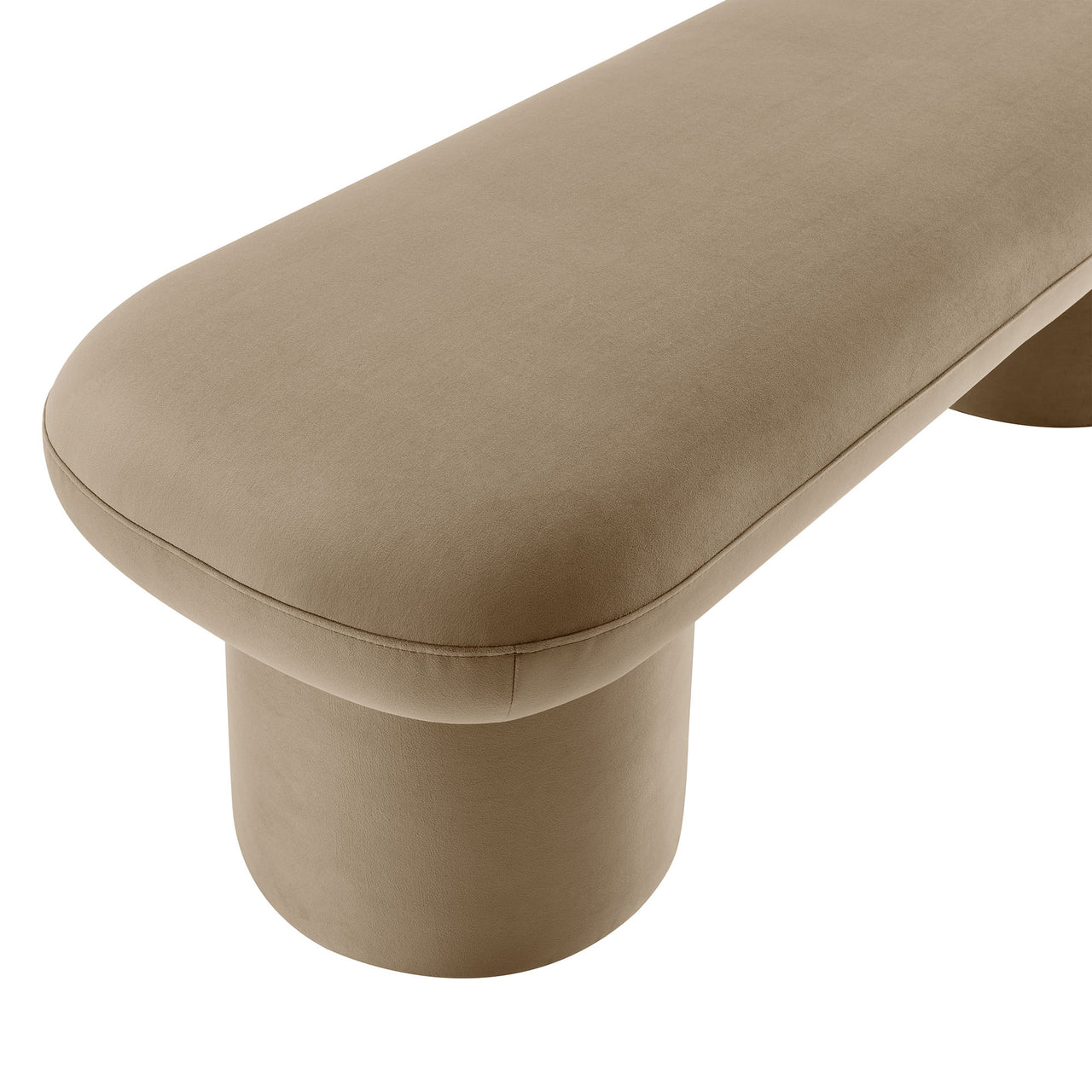 Fission Upholstered Velvet Bench, Taupe