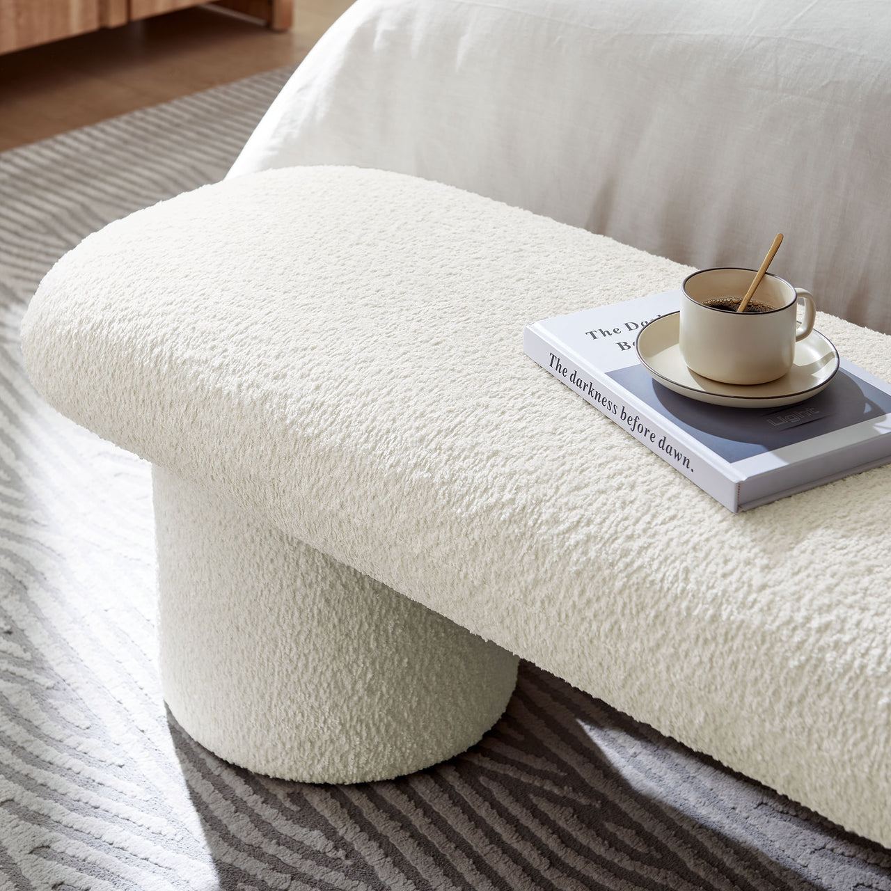 Fission Chenille Bench, Cream
