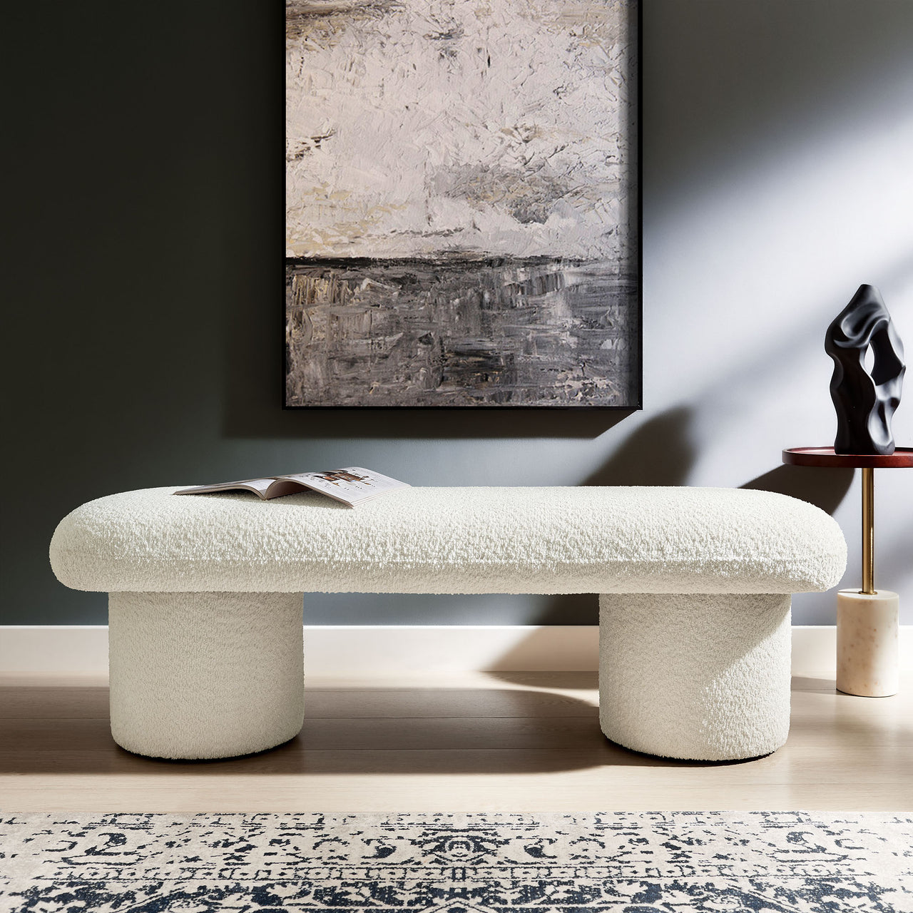 Fission Chenille Bench, Cream