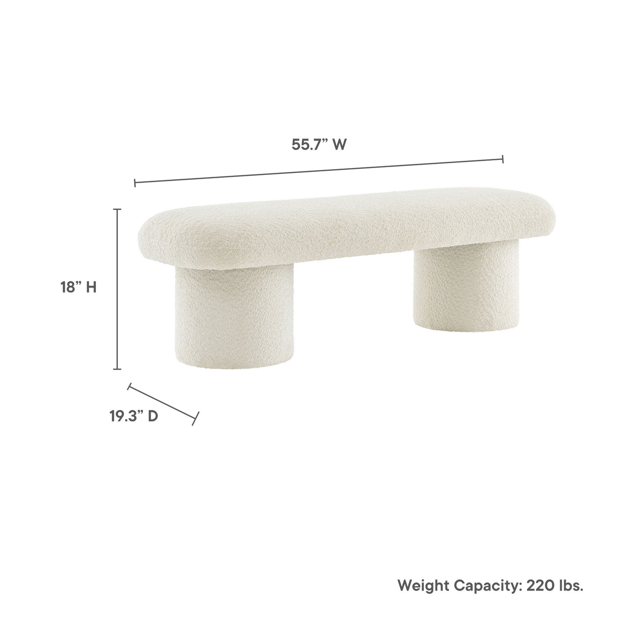 Fission Chenille Bench, Cream