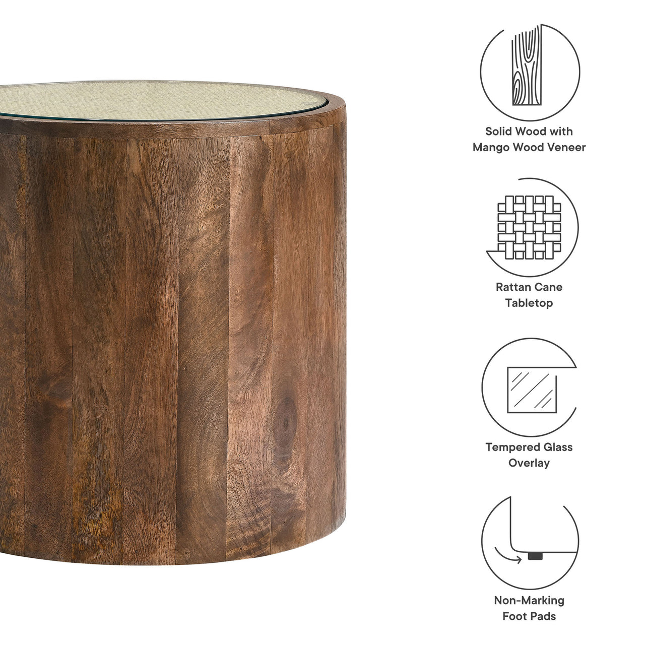 Lysorin Round Side Table, Walnut