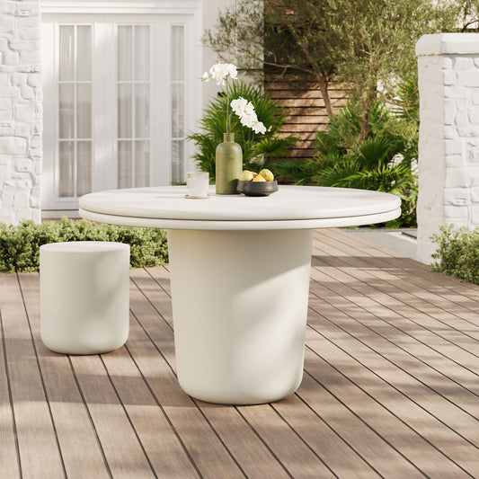 Brynn 48" Indoor | Outdoor Concrete Dining Table, White