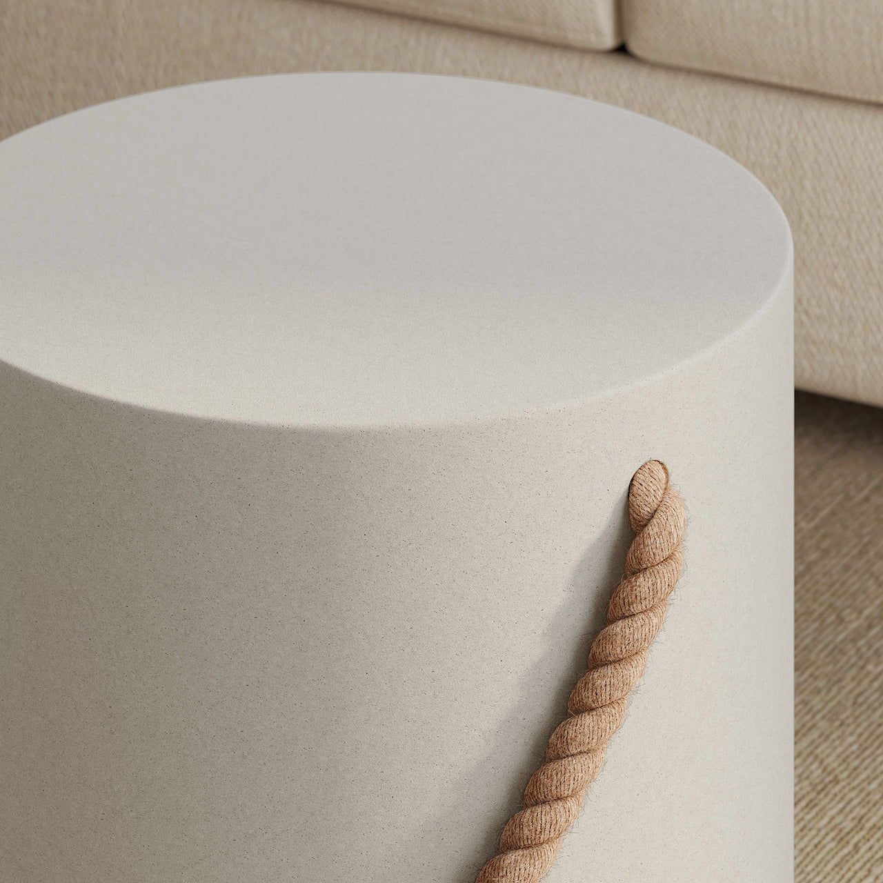 Talviera Indoor | Outdoor Patio Concrete Side Table | Stool, Light Gray